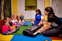 Praticando na aula de música